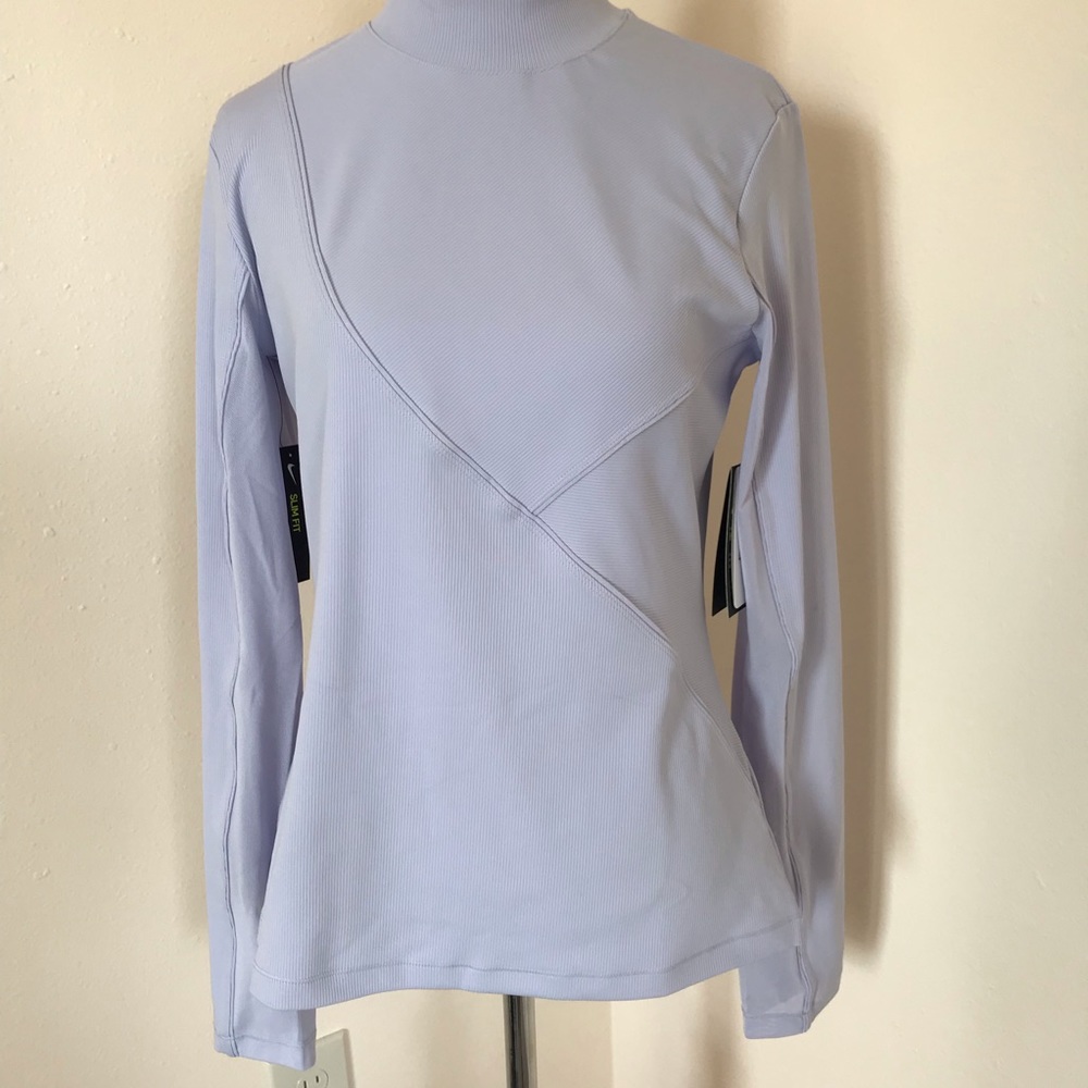 NEW Nike Women’s Long Sleeve Ribbed long sleeve pastel lilac Top - Picture 2 of 7